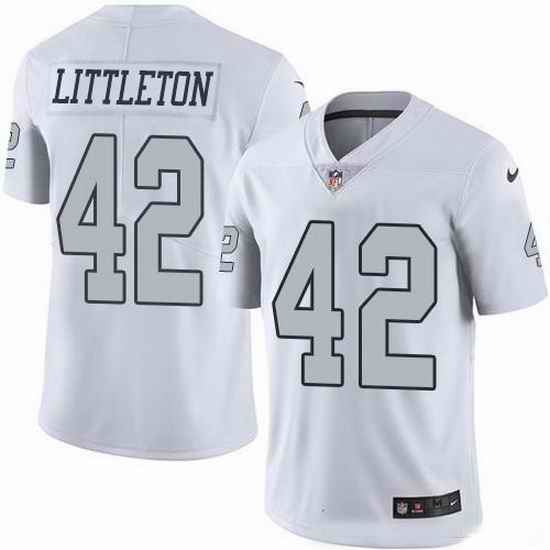 Nike Raiders 42 Cory Littleton White Men Stitched NFL Limited Rush Jersey
